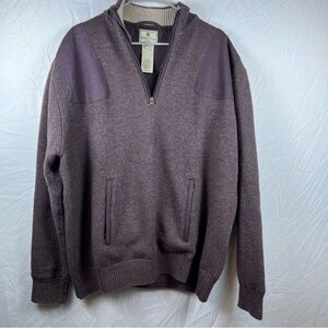 Beretta Wool Shooting Windstop Jacket Mens Size XXL Brown Lined 1/4 Zip Sweater